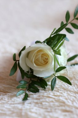 Beyaz gül buketi. Düğün hazırlıkları..