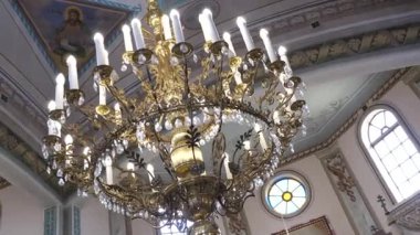 Bir Doğu Avrupa kilisesine ait Iconostasis. Dini kültür.