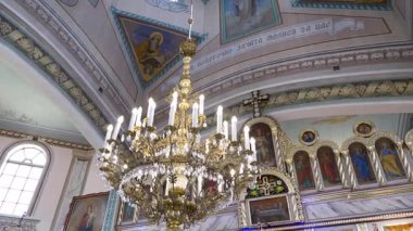 Bir Doğu Avrupa kilisesine ait Iconostasis. Dini kültür.