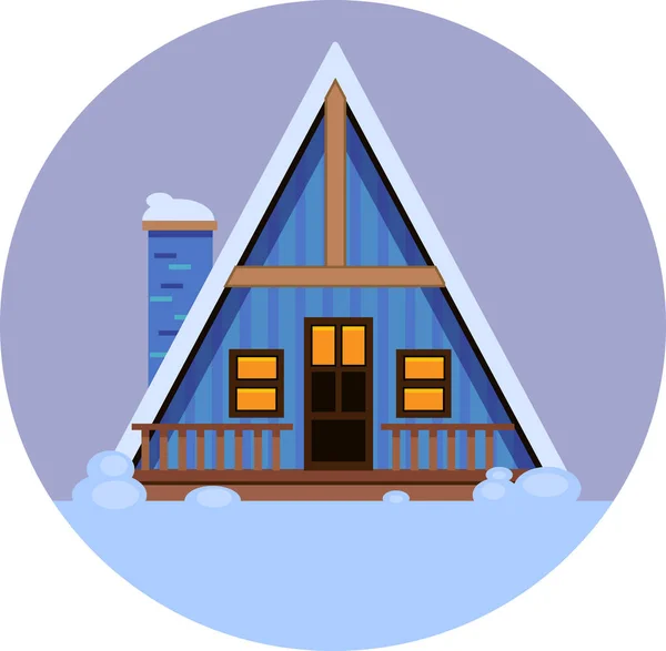 Απεικόνιση Ενός Σπιτιού Χειμώνα Στο Χιόνι — Διανυσματικό Αρχείο