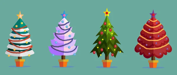 Ilustración Conjunto Árboles Navidad — Vector de stock