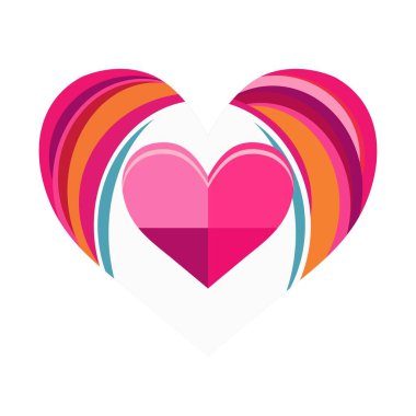 Beyaz arkaplanda gökkuşağı kurdeleli bir kalbin vektör illüstrasyonuName