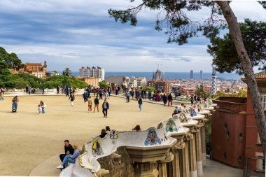 Barselona, İspanya - 09 Kasım 2021: Park Guell