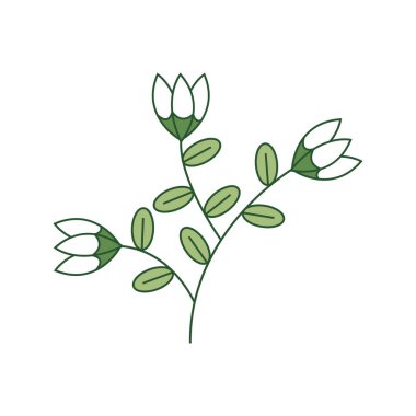 simplistic floral designs, characterized by their minimalistic approach and filled outline style. Each element features a delicate, hand-drawn outline filled with a solid color, creating a bold and contemporary look