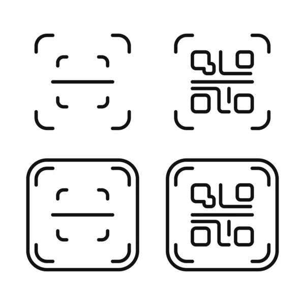 Set Code Scanner Icon Design Line Style — Διανυσματικό Αρχείο