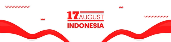 Endonezya Bayrağı Taşıyan Soyut Yatay Pankart Tasarımı Endonezya Nın Ağustos — Stok Vektör