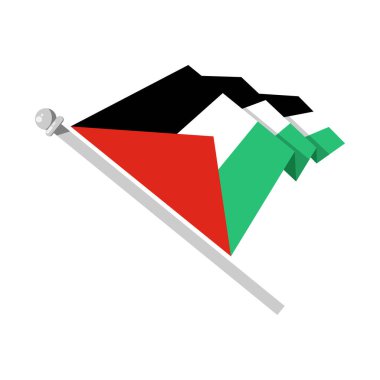 Filistin bayrağını düz bir şekilde sallamak, bayrak sallamak, vektör illüstrasyonu