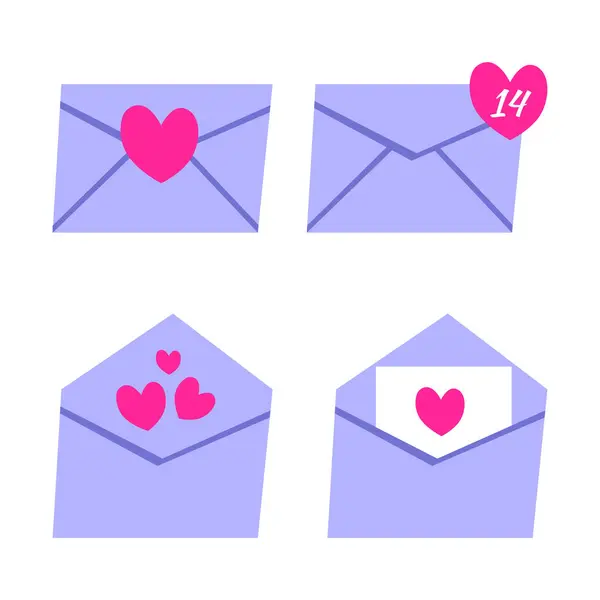 Blauer Briefumschlag Mit Liebessymbol Auf Weißem Hintergrund Umschlag Mit Papierbogen Stockvektor