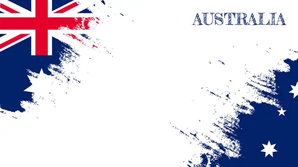Abstrakter Hintergrund Mit Flagge Von Australien Mit Grunge Textur Vektorvorlage lizenzfreie Stockillustrationen