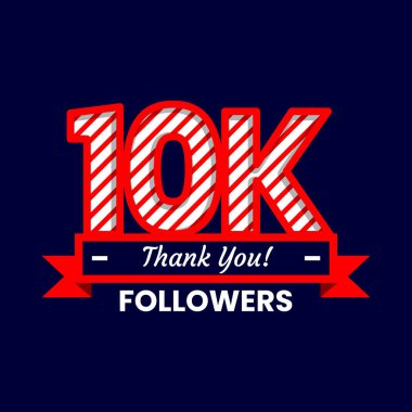 Sosyal medyadaki 10 bin takipçi için teşekkürler. Canlı ve Renkli Dekoratif Elementlere sahip Sancak