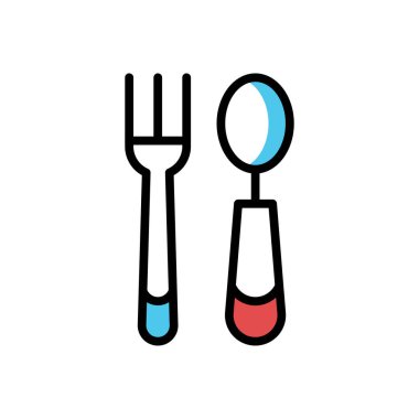 çatal ve kaşık simgesi, ağ basit illüstrasyon