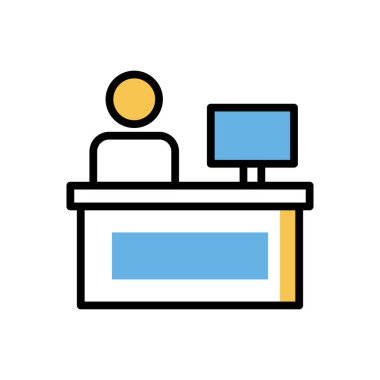 Resepsiyonist simgesi, web basit illüstrasyon