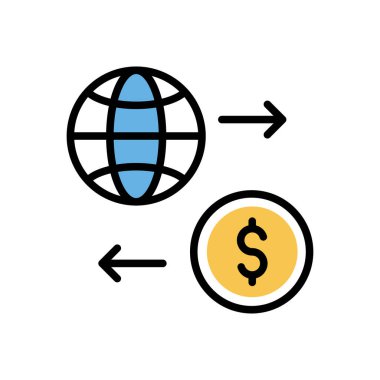 küresel bankacılık simgesi, web basit illüstrasyon