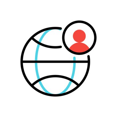 küresel iletişim simgesi, web basit illüstrasyonu