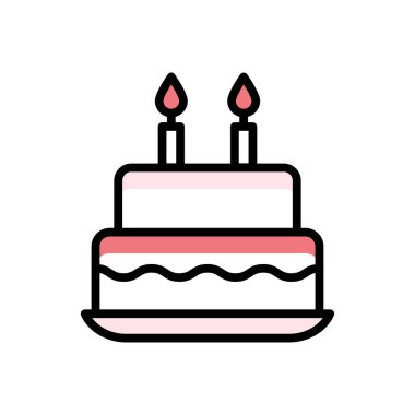 doğum günü pastası simgesi, web basit illüstrasyon
