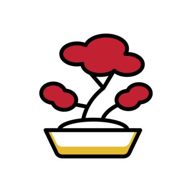 bonsai ağacı, ağ basit illüstrasyon