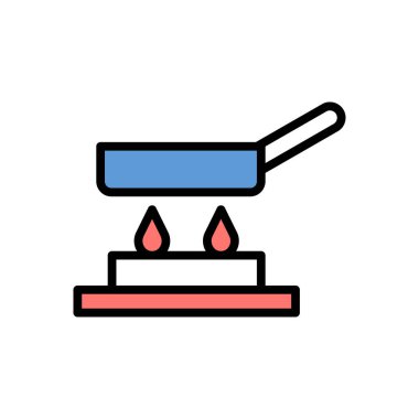 kızartma tavası simge vektör çizim   