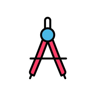 pusula düz simgesi, vektör illüstrasyonu 