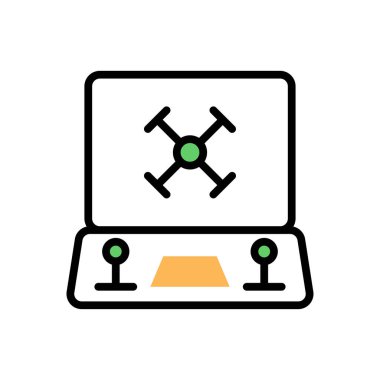 Dron düz simgesi, vektör illüstrasyonu 