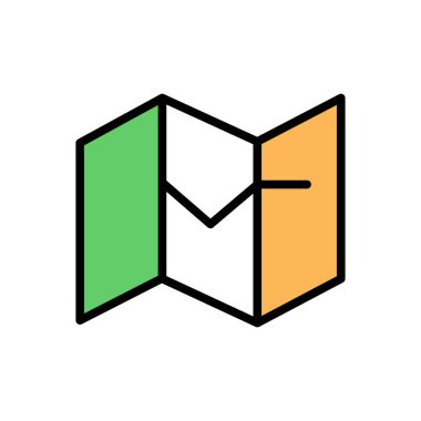 harita düz simgesi, vektör illüstrasyonu 