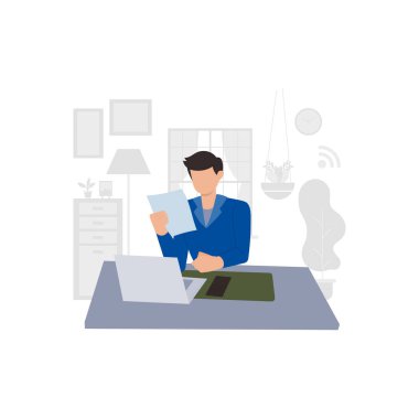 Çocuk çalışma kağıdına bakıyor..