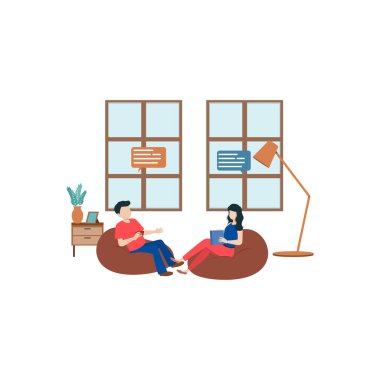 A boy and a girl are talking to each other.