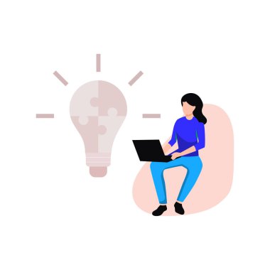 Kız laptopuyla çalışıyor..