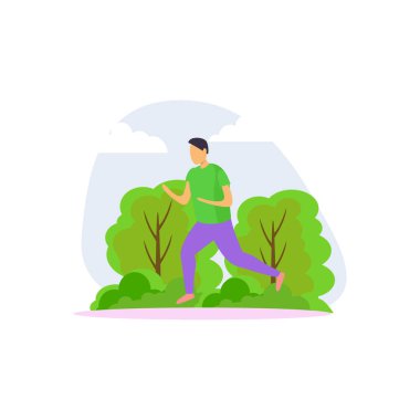 The girl is running for exercise.