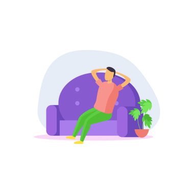 Çocuk kanepede dinleniyor..