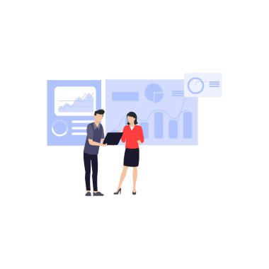 Erkek ve kız iş hakkında konuşuyorlar..