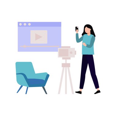 Kız video blogu yazıyor..