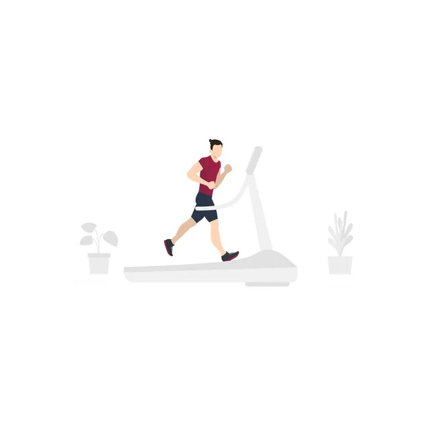 Boy Running Treadmill — Vector de stock