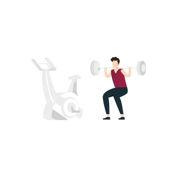Boy Doing Weightlifting — Vettoriale Stock
