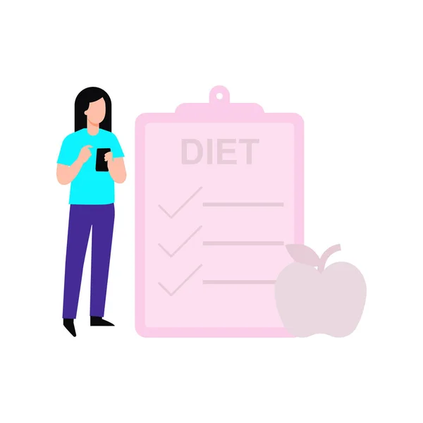 Flicka Stående Nära Diet Urklipp — Stock vektor