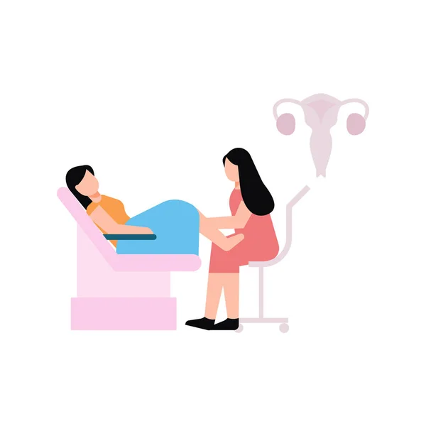 Беременная Женщина Посещает Гинеколога Осмотра — стоковый вектор