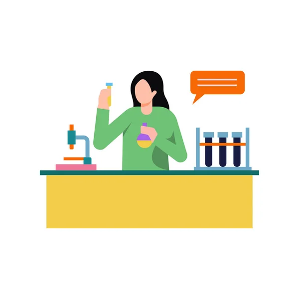 Girl Doing Research Lab — Stock Vector