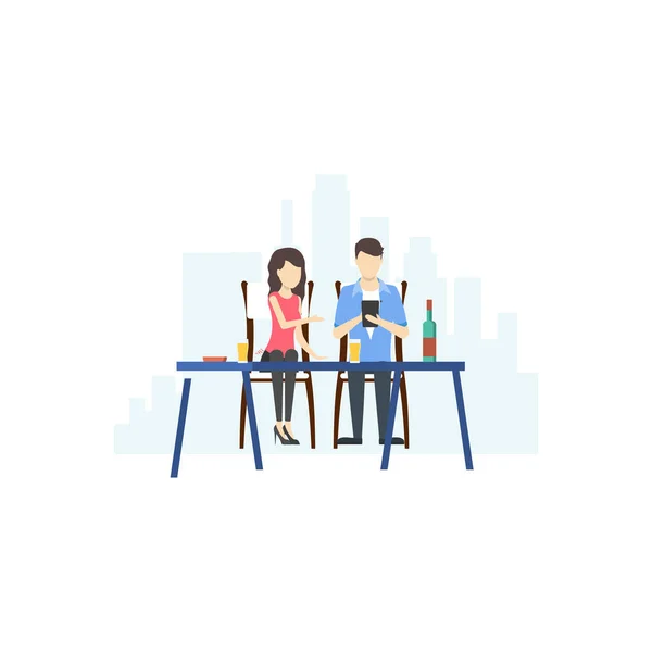 Couple Eating Restaurant — Stock Vector