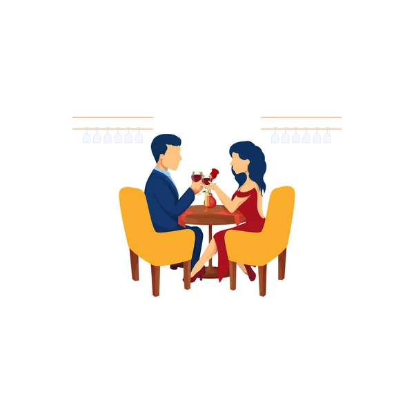 Couple Drinking Wine Romantically — Stock Vector