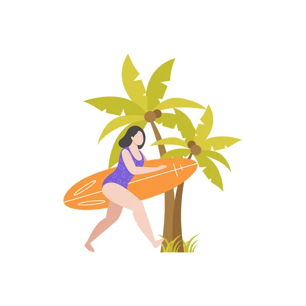 Girl Going Surfing — Stock Vector