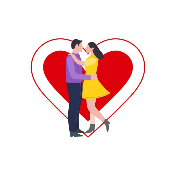 Couple Tenait Romantiquement — Image vectorielle