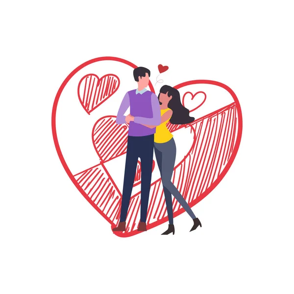 Couple Standing Romantic Pose — Stok Vektör