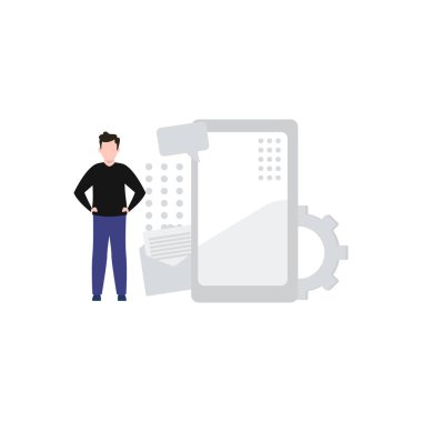 Çocuk cep telefonunu kuruyor..