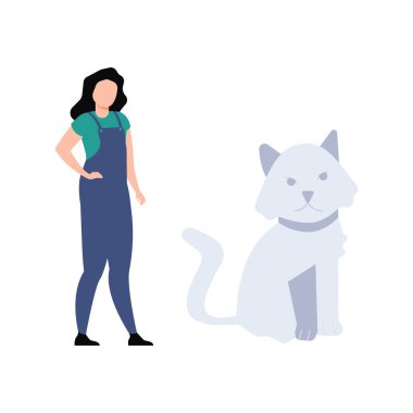 Kız yavru kediye bakıyor..