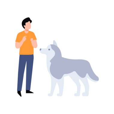 Bir çocuk köpekle duruyor..