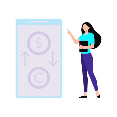 Kız dolar çevrimiçi olarak euroya çeviriyor.