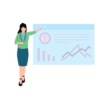 The girl is looking at the dollar graph.