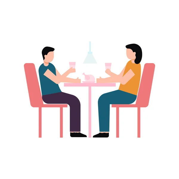 Couple Having Dinner — Stock Vector