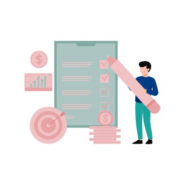 The boy is ticking off the list.