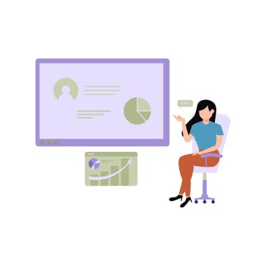 Kız grafik üzerinde çalışıyor..