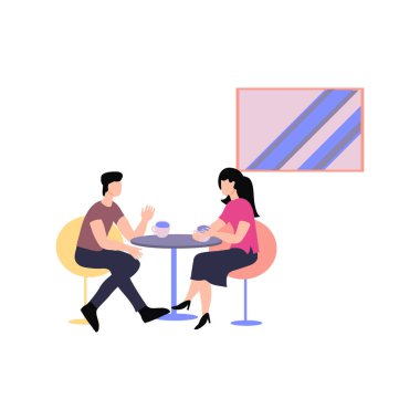 Bir erkek ve bir kız kahve içiyorlar..